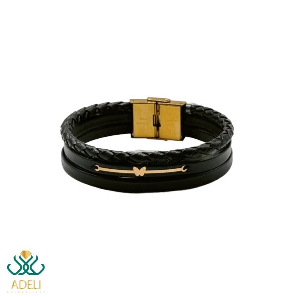 دستبند طلا چرم اسپرت پروانه