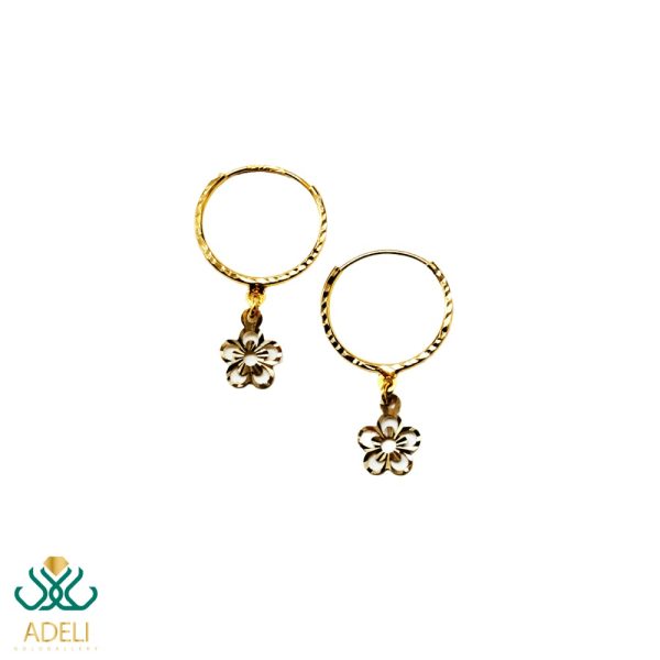گوشواره طلا حلقه ای گل